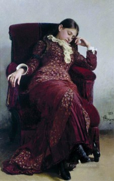 芸術家の妻ベラ・レピナの残りの肖像画 1882年イリヤ・レーピン Oil Paintings